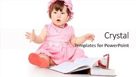  Presentation with baby book - Slides featuring adorable baby reading a book background and a sky blue colored foreground