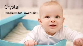  Presentation with baby congratulation boy blue - PPT theme having adorable baby sitting in blue background and a  colored foreground