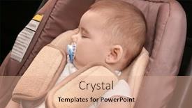 Presentation with child safety - Amazing theme having adorable baby sleeping in child safety seat backdrop and a coral colored foreground