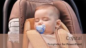  Presentation with child safety - Beautiful PPT layouts featuring adorable baby sleeping in child safety seat backdrop and a coral colored foreground