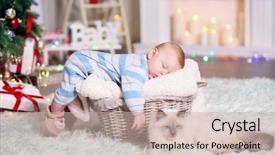 Presentation with baby sleeping - Beautiful theme featuring adorable baby sleeping in decorated backdrop and a soft green colored foreground