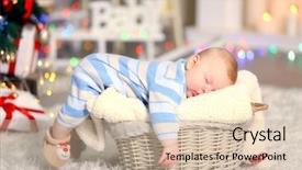  Presentation with baby christmas - Presentation design with adorable baby sleeping in decorated background and a soft green colored foreground