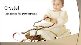  Presentation with princess - Beautiful theme featuring adorable baby snow princess worriedly sitting on an old wooden sled on a white background backdrop and a white colored foreground