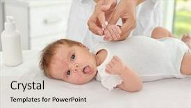  Presentation with allergy - PPT theme enhanced with adorable baby with skin allergy background and a coral colored foreground