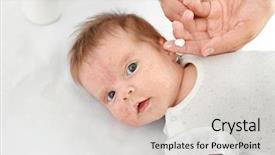  Presentation with allergy - Slides with adorable baby with skin allergy background and a light gray colored foreground