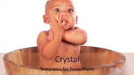  Presentation with tub - PPT theme with adorable biracial baby bathing background and a coral colored foreground