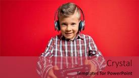 Presentation with video game - PPT layouts enhanced with adorable-blond-gamer-toddler-smiling background and a red colored foreground