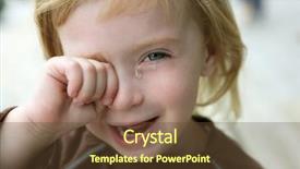  Presentation with crying - Theme having adorable blond little girl crying background and a tawny brown colored foreground