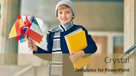  Presentation with different country food culture - Audience pleasing slide deck consisting of adorable-blond-student-kid-smiling backdrop and a yellow colored foreground