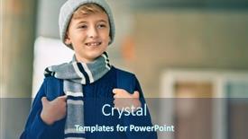  Presentation with student - Cool new slide set with adorable-blond-student-kid-smiling backdrop and a ocean colored foreground