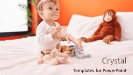  Presentation with doll - Theme enhanced with adorable-blond-toddler-holding-doll background and a lemonade colored foreground