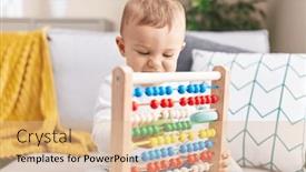  Presentation with home - Presentation theme enhanced with adorable-blond-toddler-playing background and a  colored foreground