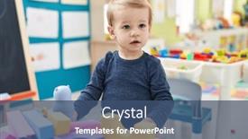  Presentation with geometry - PPT theme consisting of adorable-blond-toddler-playing background and a ocean colored foreground