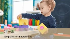  Presentation with geometry - PPT theme featuring adorable-blond-toddler-playing background and a lemonade colored foreground