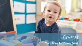  Presentation with geometry - Slide deck featuring adorable-blond-toddler-playing background and a ocean colored foreground