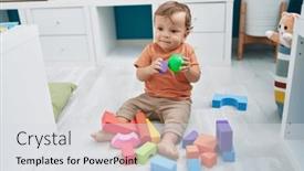  Presentation with geometry - Slide deck having adorable-blond-toddler-playing background and a sky blue colored foreground