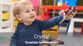  Presentation with kindergarten - Presentation having adorable-blond-toddler-playing background and a ocean colored foreground