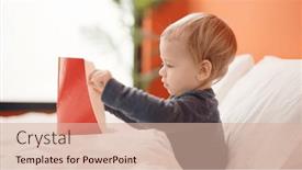  Presentation with story book - Presentation theme with adorable-blond-toddler-reading-story background and a lemonade colored foreground