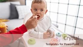  Presentation with toddler eating - Slide deck featuring adorable-blond-toddler-sitting background and a lemonade colored foreground