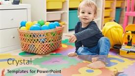  Presentation with floor - Presentation theme featuring adorable-blond-toddler-sitting background and a coral colored foreground