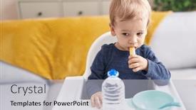  Presentation with toddler eating - Slides with adorable-blond-toddler-sitting background and a light gray colored foreground