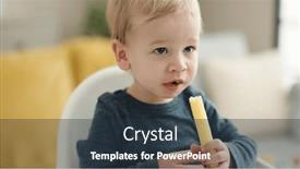  Presentation with toddler eating - Presentation featuring adorable-blond-toddler-sitting background and a tawny brown colored foreground