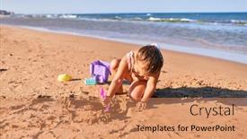  Presentation with castle - Amazing presentation design having adorable-blonde-child-wearing-bikini backdrop and a coral colored foreground