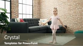  Presentation with ballerina - PPT layouts with adorable-blonde-girl-ballerina-smiling background and a gray colored foreground