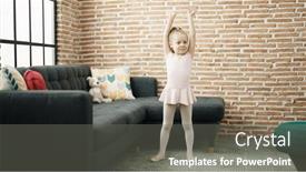  Presentation with ballerina - Slide set featuring adorable-blonde-girl-ballerina-smiling background and a gray colored foreground