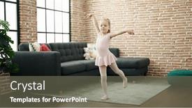 Presentation with ballerina - PPT theme consisting of adorable-blonde-girl-ballerina-smiling background and a gray colored foreground