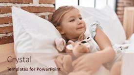  Presentation with doll - PPT layouts with adorable-blonde-girl-holding-doll background and a coral colored foreground