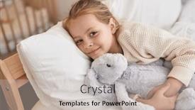  Presentation with doll - Presentation having adorable-blonde-girl-hugging-rabbit background and a light gray colored foreground