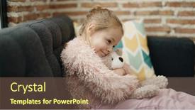  Presentation with teddy bear - Presentation theme featuring adorable-blonde-girl-hugging-teddy background and a violet colored foreground