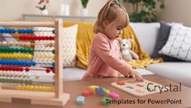  Presentation with maths - Slide set featuring adorable-blonde-girl-playing-maths background and a coral colored foreground