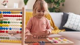  Presentation with maths - PPT theme enhanced with adorable-blonde-girl-playing-maths background and a coral colored foreground