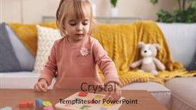  Presentation with maths - Theme featuring adorable-blonde-girl-playing-maths background and a  colored foreground