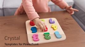  Presentation with maths - Presentation theme having adorable-blonde-girl-playing-maths background and a coral colored foreground