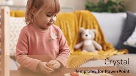  Presentation with maths - PPT theme enhanced with adorable-blonde-girl-playing-maths background and a coral colored foreground