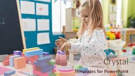  Presentation with hipster girl playing tetris game - Presentation theme featuring adorable-blonde-girl-playing background and a coral colored foreground