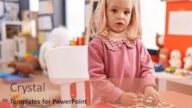  Presentation with maths - Presentation design enhanced with adorable-blonde-girl-playing background and a coral colored foreground