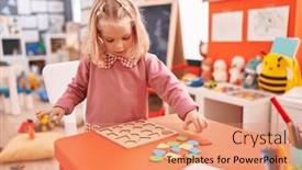  Presentation with maths - PPT theme having adorable-blonde-girl-playing background and a coral colored foreground