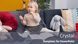  Presentation with preschool - PPT layouts having adorable-blonde-girl-preschool-student background and a gray colored foreground
