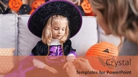  Presentation with halloween - PPT layouts having adorable-blonde-girl-sitting background and a  colored foreground