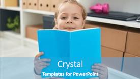  Presentation with girl reading - Slide set enhanced with adorable-blonde-girl-student-reading background and a teal colored foreground