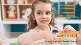  Presentation with paper cutting - Slide deck with adorable-blonde-girl-student-smiling background and a lemonade colored foreground