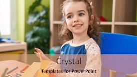  Presentation with paper cutting - PPT layouts having adorable-blonde-girl-student-smiling background and a coral colored foreground