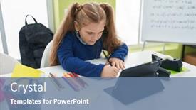  Presentation with writing notes - Theme consisting of adorable-blonde-girl-student-using background and a seafoam green colored foreground