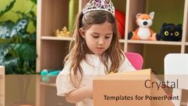  Presentation with paper cutting - Slides consisting of adorable-blonde-girl-student-wearing background and a coral colored foreground