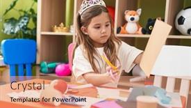  Presentation with paper cutting - Presentation theme featuring adorable-blonde-girl-student-wearing background and a coral colored foreground