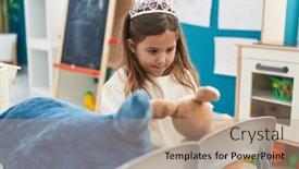  Presentation with princess - Slide deck featuring adorable-blonde-girl-wearing-princess background and a coral colored foreground